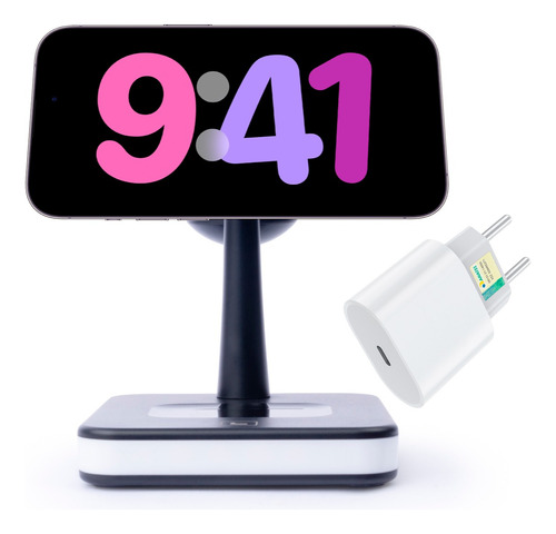 Carregador De Mesa Com Fonte 3 Em 1 Sem Fio Para iPhone