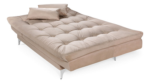 Sofá Cama 3 Lugares Veludo Liso Versátil Império Gwt
