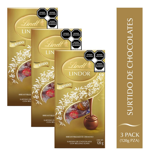 Pack X3 Chocolates Surtidos Lindt Lindor 120 G C/u