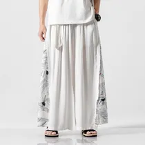 Comprar Pantalones Casuales Holgados Con Estampado De Grúas Hanfu Pa