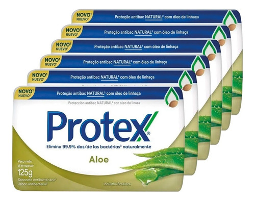 Protex Pack 06 Jabón Antibacterial Aloe Vera 125gr C/u