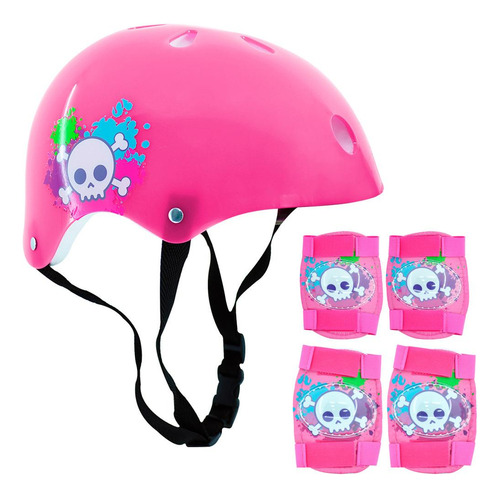 Kit Capacete Com Acessórios Caveira Pink Dm Radical 6+