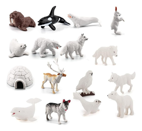 Ai-fun 16pcs Animales Árticos Figuras Toy Mini Play De Anima