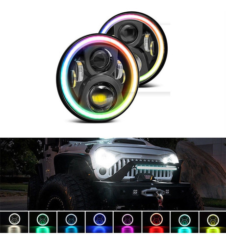 Par De Faros Led Wrangler Vocho Para Jeep Rgb Drl Bluetooth