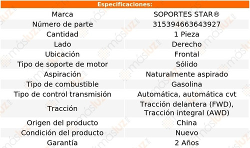 1) Soporte Motor Del Der Vue 2.2l 4 Cil Aut, Cvt 02/07