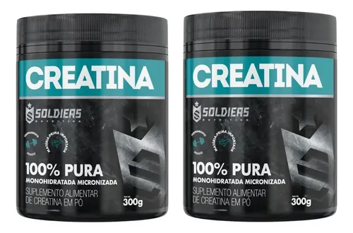 Kit: 2 Creatina Pote 300g 100% Pura Soldiers Nutrition Treino Per...