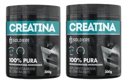 Kit: 2 Creatina Pote 300g 100% Pura Soldiers Nutrition Treino Performance Fortalecimento - R$ 78,90