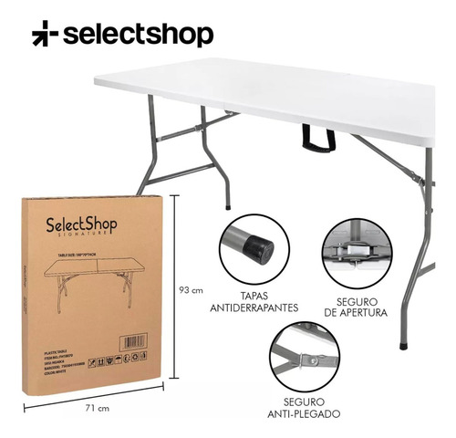 Mesa Plegable Para Jardín, 1.8 M, Plástico Resistente