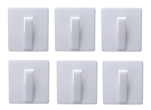 Mini Perchas Ganchos Plasticos Adhesivos Cuadrados Pack X6