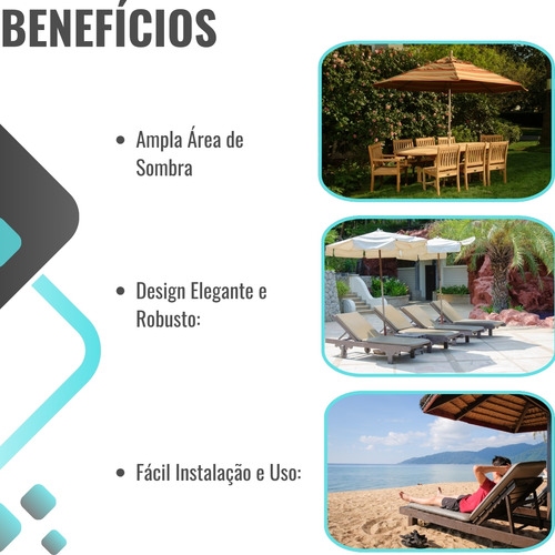 Guarda Sol Grande 2,70m Com Base Ombrelone De Madera Piscina