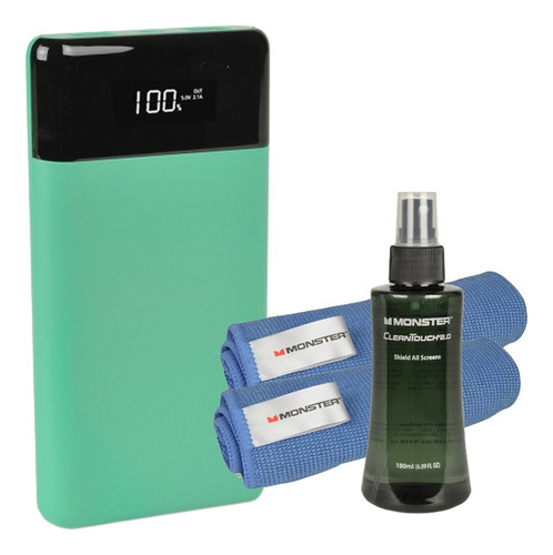 Powerbank 10000mah + Kit De Limpieza Antibacterial 180ml