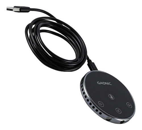 Imagen 5 de 5 de Micrófono De Conferencia Portátil Gadnic Mw10 Altavoz Usb Omnidireccional Para Pc Negro