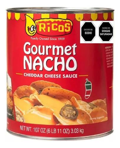 Queso Cheddar Para Nachos Ricos Gourmet Bote De 3.03 Kg