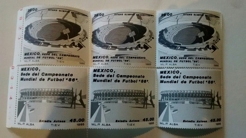 Imagen 1 de 3 de 3 Timbres Postaesl México 1986 Campeonato Mundial Futbol