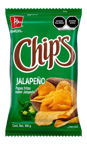 2 Bolsas Papas Chips Verdes Sabor Jalapeño Barcel Snacks