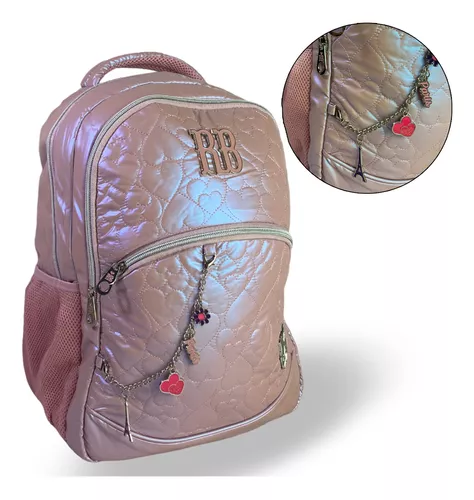 Mochila Roblox Feminina Bolsa Escolar Infantil Costas Rosa