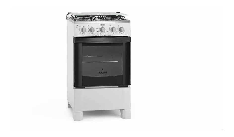 Fogão 4 Bocas Branco Itatiaia de chão Star Clean a gás Forno 51L com porta de vidro