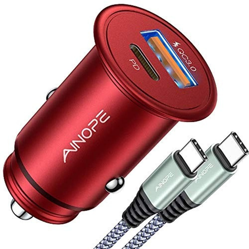 Cargador De Coche Usb C Super Mini Ainope All Metal 36w Carg