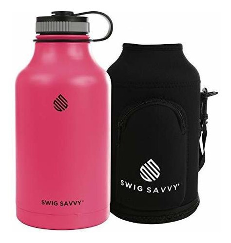 Stainless Steel Insulated Water Bottle, Reusable Wide Mouth 