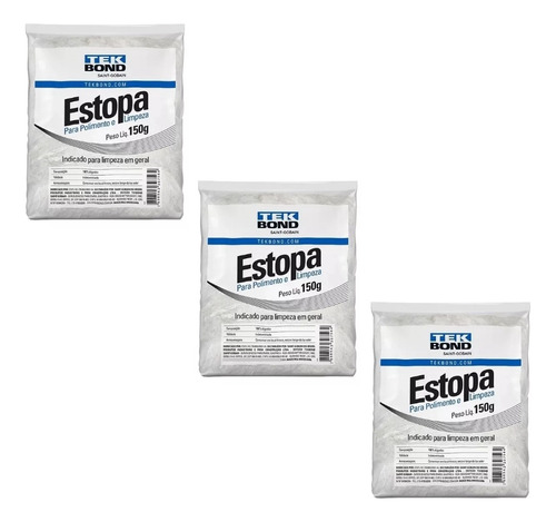 Estopa Para Polimento E Limpeza 150g Tek Bond Kit C/3