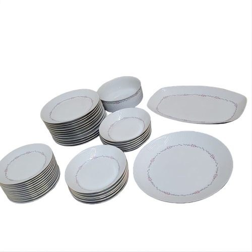 Juego De Vajilla De Porcelana Verbano 92 Piezas Impecable Blanco Floreado (Usado)