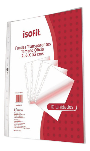 Blister Isofit Fundas Oficio Transparente 10 Un.