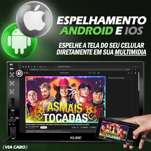 Multimidia Carplay Android Auto Carrega Smartphone Câmera Ré