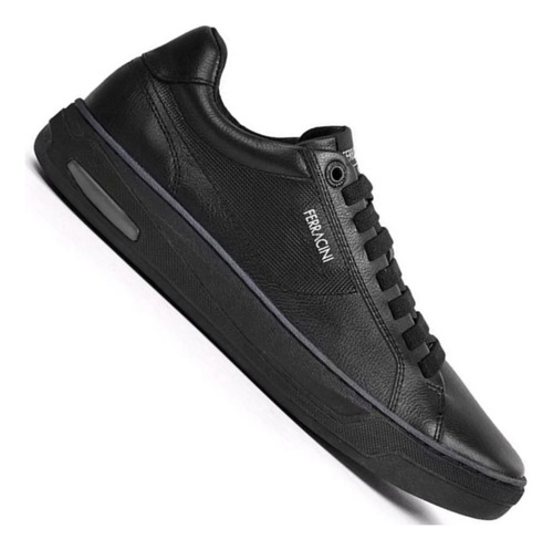 Sapatênis Ferracini Couro Preto Masculino Angra Ba 7156