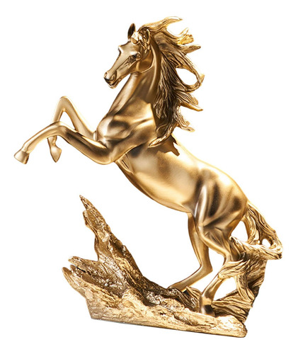 Estatuilla De Estatua De Caballo De Pie, Color Dorado, 15