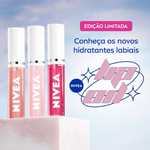 NIVEA Lip Oil Gloss Labial Brilho Nutritivo Pink Rock 5,5ml - Hidratação prolongada e sensação não oleosa