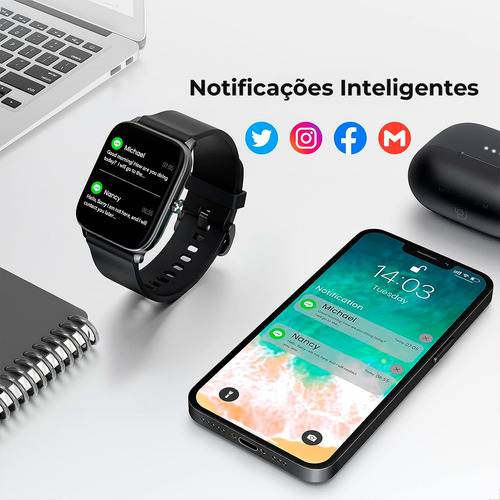 Haylou Gst Smartwatch, Tela 1,69 Android & Ios, Spo2, Ip68