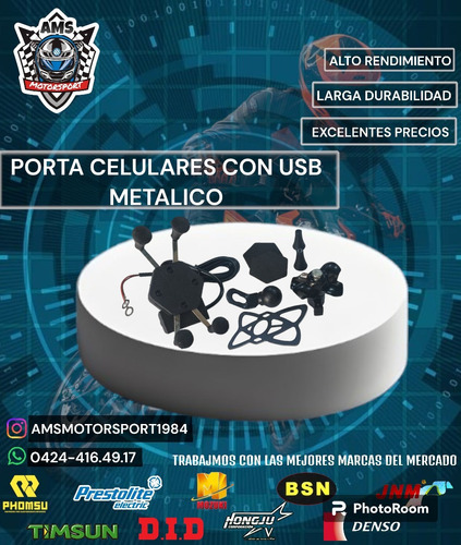 Porta Celulares Con Usb Metalico 