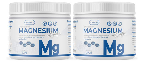 Pack 2 Frascos Magnesio Potasio Calcio Vitamina C Magnesium