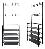 Comprar Arara Quarto Roupas Cabideiro Sapateira De Chão Resistente Cor Preto