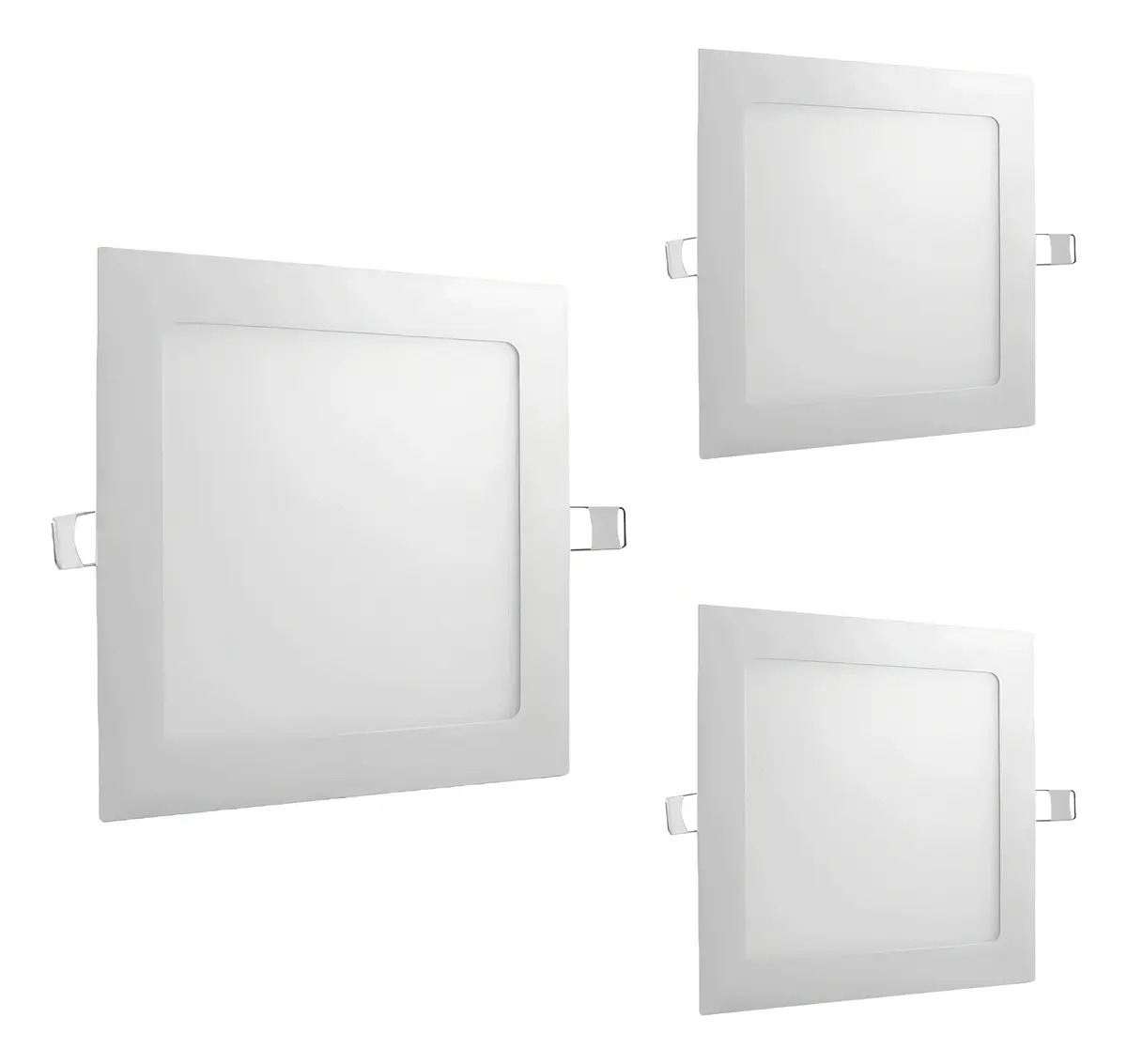 Kit 3 Painel Plafon Led 18w Quadrado Embutir Biv 4000k 22cm