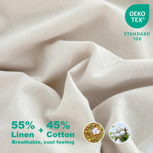 Juego De Sábanas De Lino Y Algodón Para Cama Queen, 4