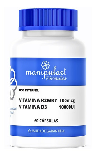 Vitamina K2mk7 100mcg + Vitamina D3 10000ui - 60 Cápsulas Sabor Sem Sabor