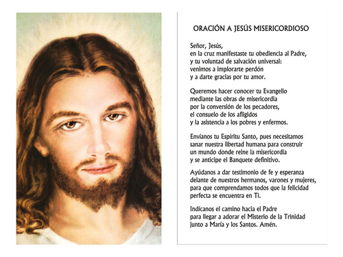 Estampa Divino Rostro De Jesús X 100 Unidades Con Oración