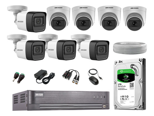 Kit 8 Cámaras De Seguridad Audio Hikvision 5mp Completo P2p
