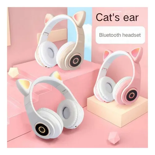 Red Orejas Gato Rojo Audífono Bluetooth Plegable Led Noise