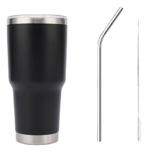 Vaso Térmico De Acero Inoxidable De 30 Oz Con Pajita Y Cepil