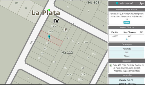 Venta De Lote En Manuel B. Gonnet, La Plata