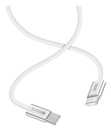 Cabo De Carregador Para Celular E Notebook 240w Dual Type-c Branco - 1m