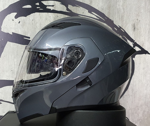 Imagen 2 de 10 de Casco Abatible R7 Racing Unscarred Doble Mica Gris