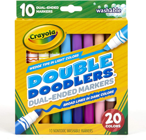 Marcadores Lavables Crayola Doble Punta, Línea Ancha Y Punta