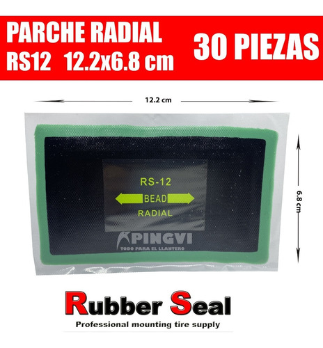 30pz Parche Radial C/ Cuerda P/ Repar Llanta 12.6x6.8cm Rs12