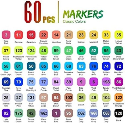 Cloudriver Marcadores De Alcohol Punta De Pincel, 60 Colores
