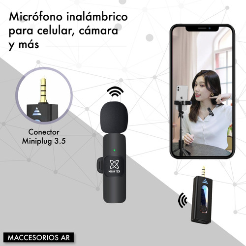 Microfono Corbatero Inalambrico 3.5mm Periodista Camara Celu