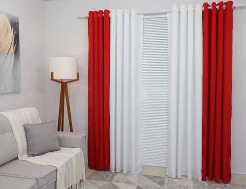 Cortina Paris Duo Oxford 600x230 Duas Cores Sala/quarto Cor Vermelho