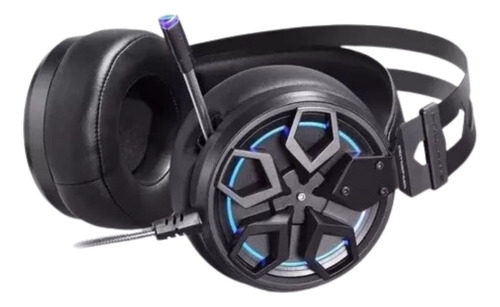 Headset Gamer Com Microfone Cabo 1,6m Motospeed H60 7.1 Drivers 50mm Preto Com Led Azul Usb Redução De Ruidos Ajuste 3d Earcups De Espumas